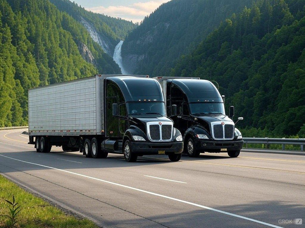 2 refrigerated reefer trailer near a waterfalls