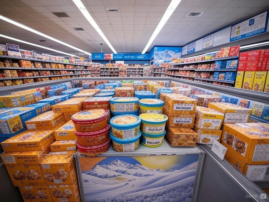 Frozen foods in a supermarket