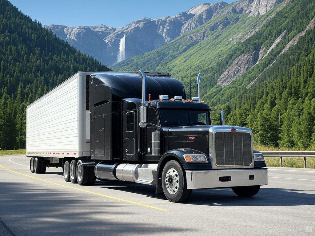 Refrigerated truck with a wonderful waterfall view